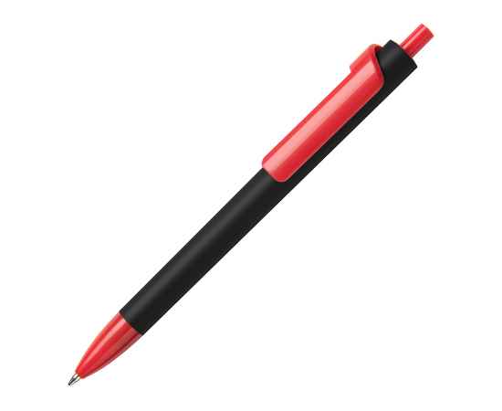 Ручка шариковая FORTE SOFT BLACK, черный/красный, пластик, покрытие soft touch, Цвет: черный, красный