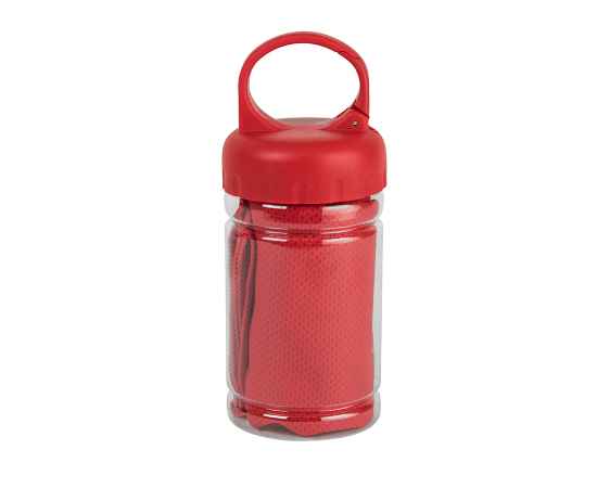 Спортивное полотенце в пластиковом боксе с карабином 'ACTIVE', микрофибра, пластик, 30*88 см. красн, Цвет: красный