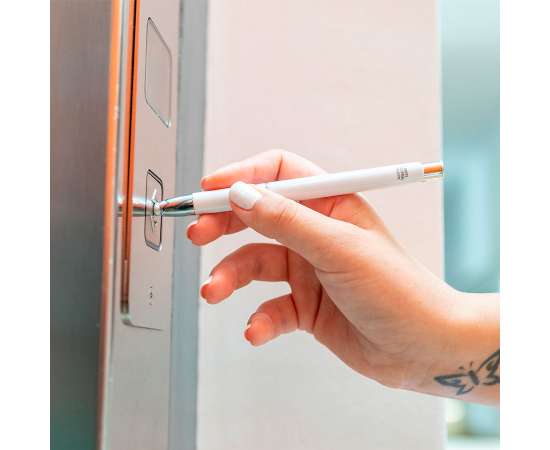 Шариковая ручка со стилусом TOPEN, белый, антибактериальный пластик, Цвет: белый, изображение 11