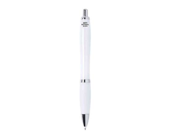 Ручка шариковая FLOM, белый, антибактериальный пластик, 14 см, Цвет: белый, изображение 3
