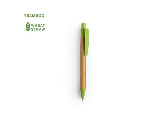 SYDOR, ручка шариковая, светло-зеленый, бамбук, пластик с пшеничной соломой, Цвет: светло-зеленый, изображение 2