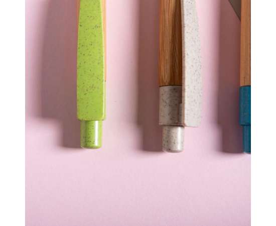 SYDOR, ручка шариковая, светло-зеленый, бамбук, пластик с пшеничной соломой, Цвет: светло-зеленый, изображение 4
