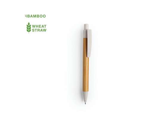 SYDOR, ручка шариковая, натуральный, бамбук, пластик с пшеничной соломой, Цвет: натуральный, изображение 2