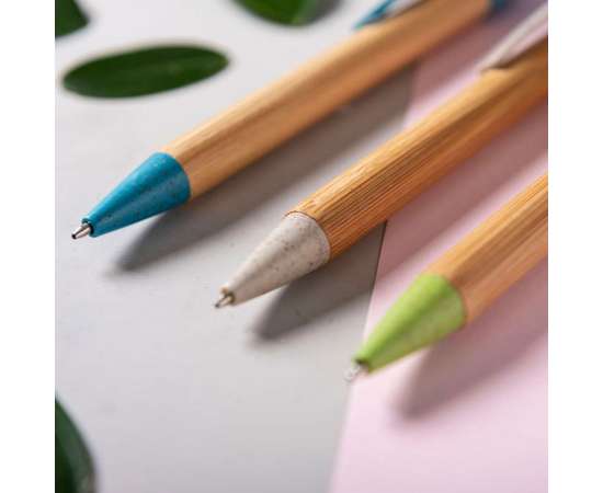 SYDOR, ручка шариковая, натуральный, бамбук, пластик с пшеничной соломой, Цвет: натуральный, изображение 5