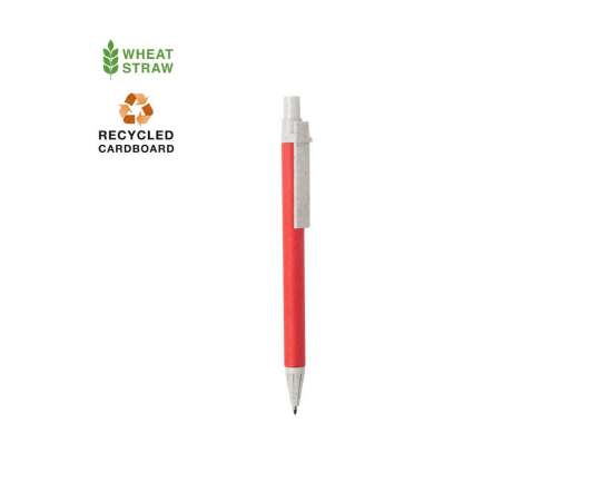 SALCEN, ручка шариковая, красный, рециклированный картон, пластик с пшеничным волокном, Цвет: красный, изображение 2