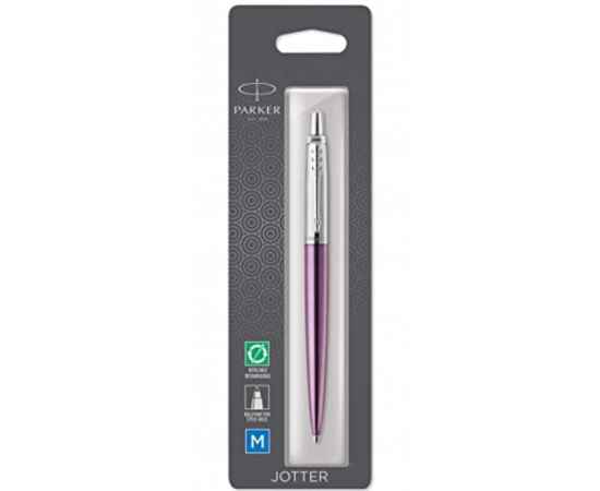 Шариковая ручка Parker 'Jotter Victoria Violet Chrome CT', стержень:M, цвет чернил: blue в подарочной блистерной упаковке