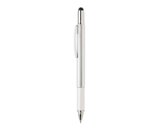Многофункциональная ручка 5 в 1 из пластика ABS, серый, черный, Цвет: серый, черный, Размер: Длина 15 см., ширина 1,4 см., высота 1,4 см., изображение 2