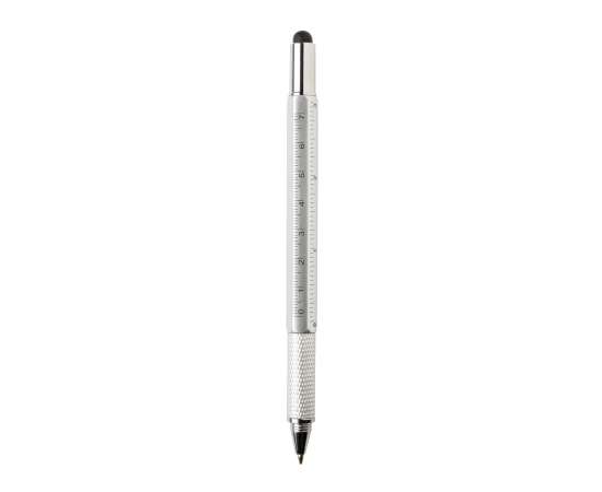 Многофункциональная ручка 5 в 1 из пластика ABS, серый, черный, Цвет: серый, черный, Размер: Длина 15 см., ширина 1,4 см., высота 1,4 см., изображение 3