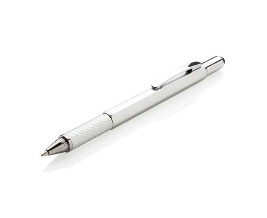 Многофункциональная ручка 5 в 1 из пластика ABS, серый, черный, Цвет: серый, черный, Размер: Длина 15 см., ширина 1,4 см., высота 1,4 см., изображение 5
