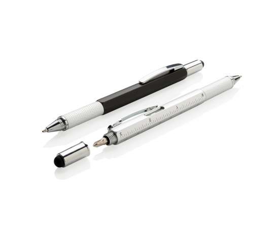 Многофункциональная ручка 5 в 1 из пластика ABS, серый, черный, Цвет: серый, черный, Размер: Длина 15 см., ширина 1,4 см., высота 1,4 см., изображение 8