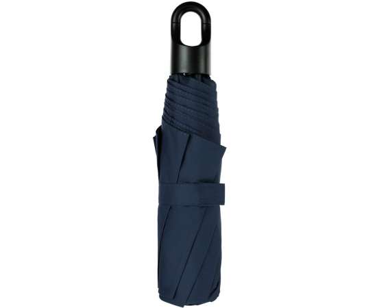 Зонт складной Clevis с ручкой-карабином, темно-синий, Цвет: темно-синий, Размер: длина 57 см, изображение 4