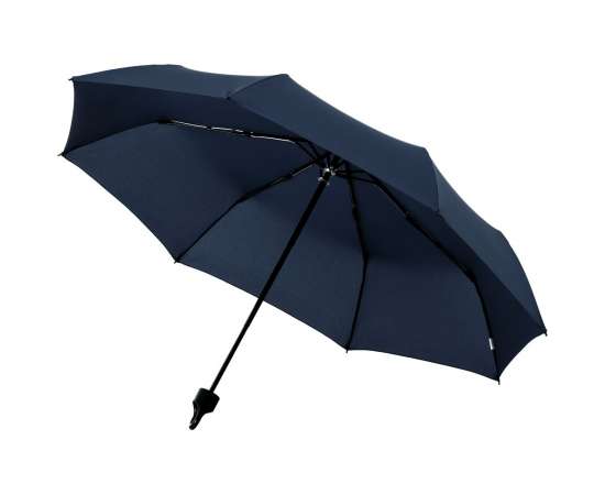 Зонт складной Clevis с ручкой-карабином, темно-синий, Цвет: темно-синий, Размер: длина 57 см, изображение 2