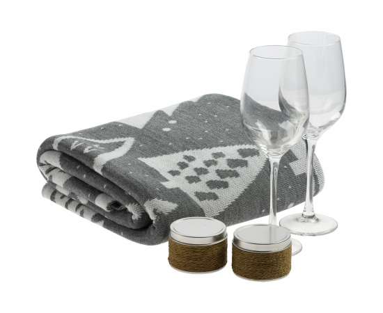 Набор с пледом и бокалами для вина «Снежность», кофе, изображение 2