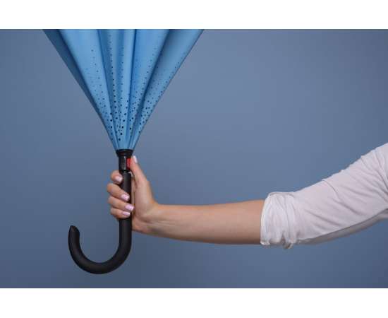 Зонт наоборот Unit Style, трость, сине-голубой, Цвет: голубой, Размер: Длина 78 см, изображение 5