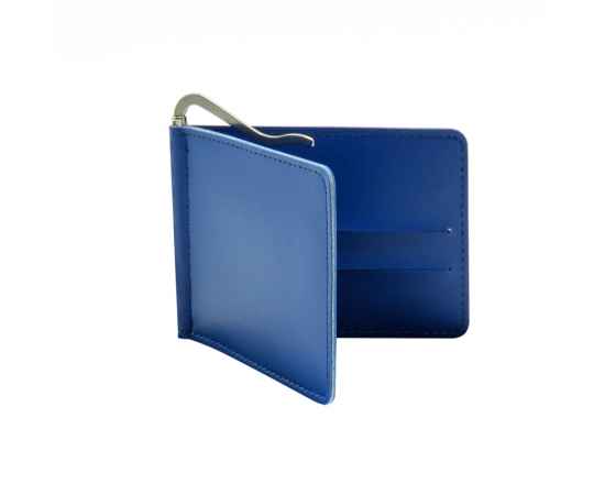 Держатель банковских карт Drogo с металлическим прижимом для купюр, синий, Цвет: синий