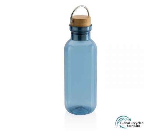 Бутылка для воды из rPET GRS с крышкой из бамбука FSC, 680 мл, Синий, Цвет: синий,, Размер: Длина 7,5 см., ширина 7,5 см., высота 22,3 см., диаметр 7,5 см.