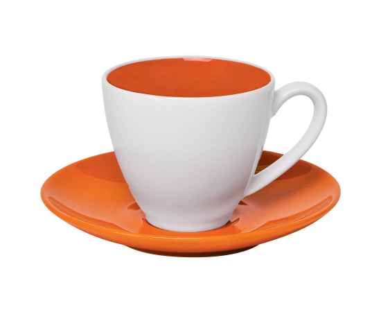 Чайная пара 'Galena' в подарочной упаковке, оранжевый, 200мл, 15,3х15,3х10см, фарфор, Цвет: оранжевый, белый
