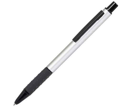 CACTUS, ручка шариковая, серебристый/черный, алюминий, прорезиненный грип, Цвет: серебристый
