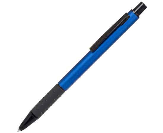 CACTUS, ручка шариковая, синий/черный, алюминий, прорезиненный грип, Цвет: синий