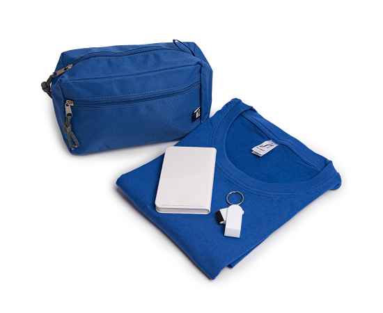 Набор подарочный GEEK: футболка XS, брелок, универсальный аккумулятор, косметичка, ярко-синий, Цвет: синий, Размер: 21 x 13 x 8 см