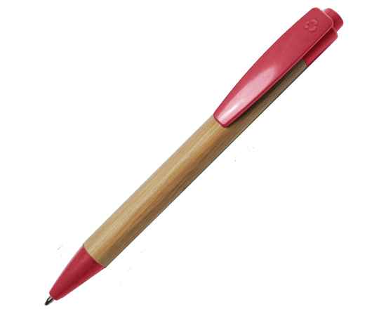 Ручка шариковая N17, бежевый/красный, бамбук, пшенич. волокно, переработан. пласт, цвет чернил синий, Цвет: красный