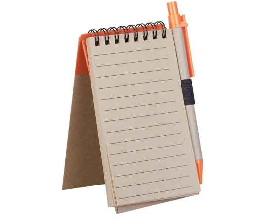 Блокнот на кольцах Eco Note с ручкой, оранжевый, Цвет: оранжевый, Размер: 7, изображение 4
