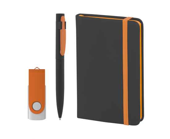 Подарочный набор 'Андрия', покрытие soft touch, черный с оранжевым, Цвет: черный с оранжевым, изображение 2