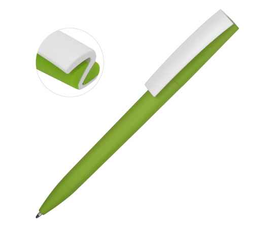 Ручка пластиковая soft-touch шариковая Zorro, 18560.19, Цвет: зеленое яблоко,белый