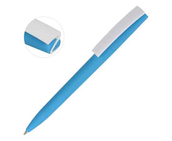 Ручка пластиковая soft-touch шариковая Zorro, 18560.10, Цвет: голубой,белый