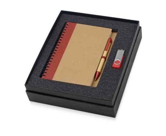 700321.01 Подарочный набор Essentials с флешкой и блокнотом А5 с ручкой, Цвет: красный,красный,натуральный, Размер: 8Gb