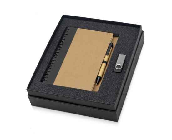 700321.07 Подарочный набор Essentials с флешкой и блокнотом А5 с ручкой, Цвет: черный,натуральный, Размер: 8Gb