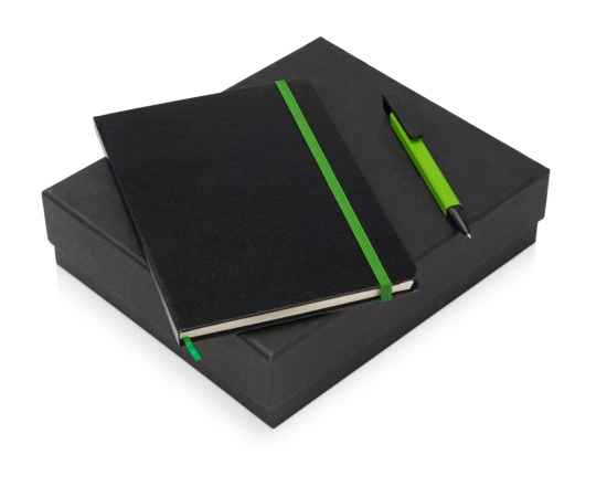 Подарочный набор Jacque с ручкой-подставкой и блокнотом А5, 700324.03, Цвет: зеленое яблоко,черный