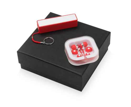 700310.01 Подарочный набор Non-stop music с наушниками и зарядным устройством, Цвет: красный