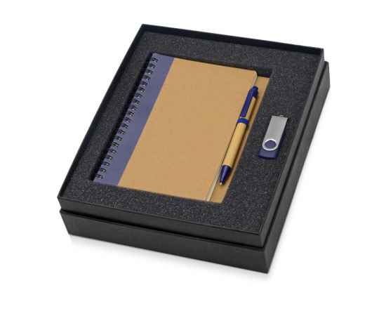 700321.02 Подарочный набор Essentials с флешкой и блокнотом А5 с ручкой, Цвет: синий,синий,синий,натуральный, Размер: 8Gb