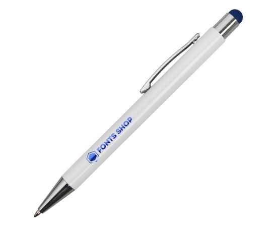 Ручка металлическая шариковая Flowery со стилусом, 11314.02, Цвет: синий,белый