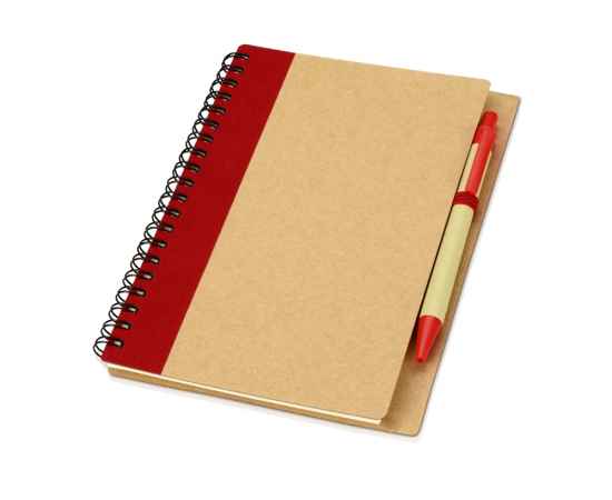 Блокнот Priestly с ручкой, 10626800, Цвет: красный,красный,натуральный