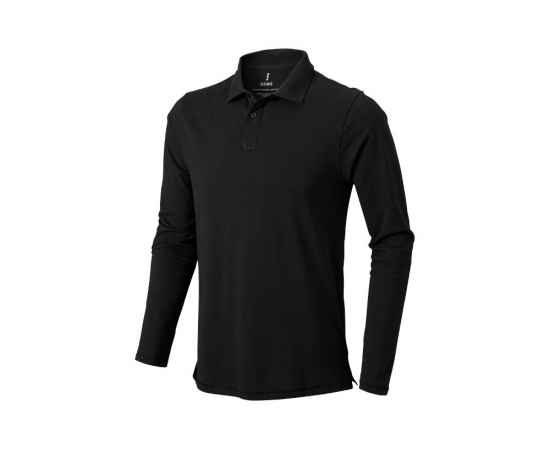 Рубашка поло Oakville мужская с длинным рукавом, XS, 3808699XS, Цвет: черный, Размер: XS