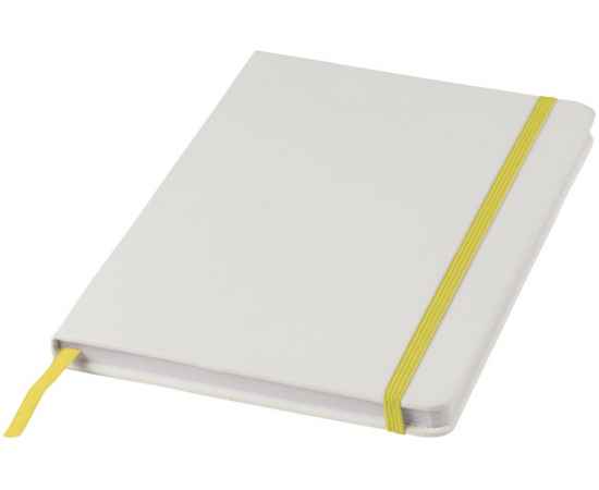 Блокнот А5 Spectrum с белой обложкой и цветной резинкой, 10713505, Цвет: белый,желтый