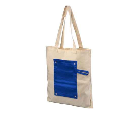 Складная сумка на кнопках, 180 г/м2, 12040702, Цвет: синий,натуральный