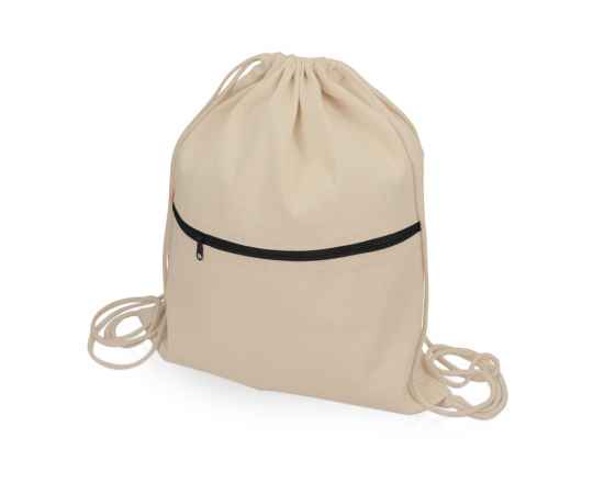 Рюкзак-мешок хлопковый Lark с цветной молнией, 955107, Цвет: черный,натуральный