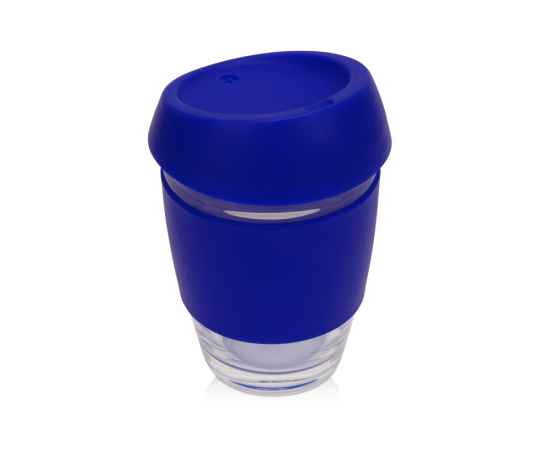 Стеклянный стакан с силиконовой крышкой и манжетой Monday, 885202, Цвет: синий,прозрачный, Объем: 350