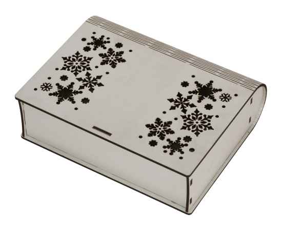 Деревянная коробка с резной крышкой Книга, М, M, 625303, Цвет: серебристый, Размер: M