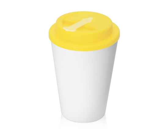 Пластиковый стакан с двойными стенками Take away, 873426.04, Цвет: белый,желтый, Объем: 350
