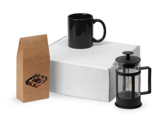 Подарочный набор с чаем, кружкой и френч-прессом Чаепитие, 700411.07, Цвет: черный,прозрачный, Объем: 320 мл, 350