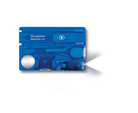 Швейцарская карточка SwissCard Lite, 13 функций, 601199, Цвет: синий прозрачный