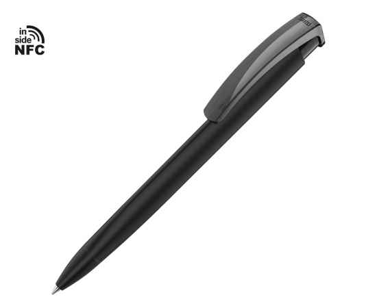 Ручка пластиковая шариковая трехгранная Trinity K transparent Gum soft-touch с чипом передачи информации NFC, 187926NFC.07, Цвет: черный