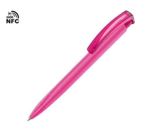 Ручка пластиковая шариковая трехгранная Trinity K transparent Gum soft-touch с чипом передачи информации NFC, 187926NFC.16, Цвет: розовый