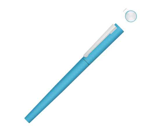 Ручка металлическая роллер Brush R GUM soft-touch с зеркальной гравировкой, 188019.12, Цвет: голубой