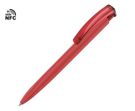 Ручка пластиковая шариковая трехгранная Trinity K transparent Gum soft-touch с чипом передачи информации NFC, 187926NFC.01, Цвет: красный