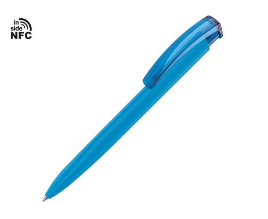 Ручка пластиковая шариковая трехгранная Trinity K transparent Gum soft-touch с чипом передачи информации NFC, 187926NFC.10, Цвет: голубой